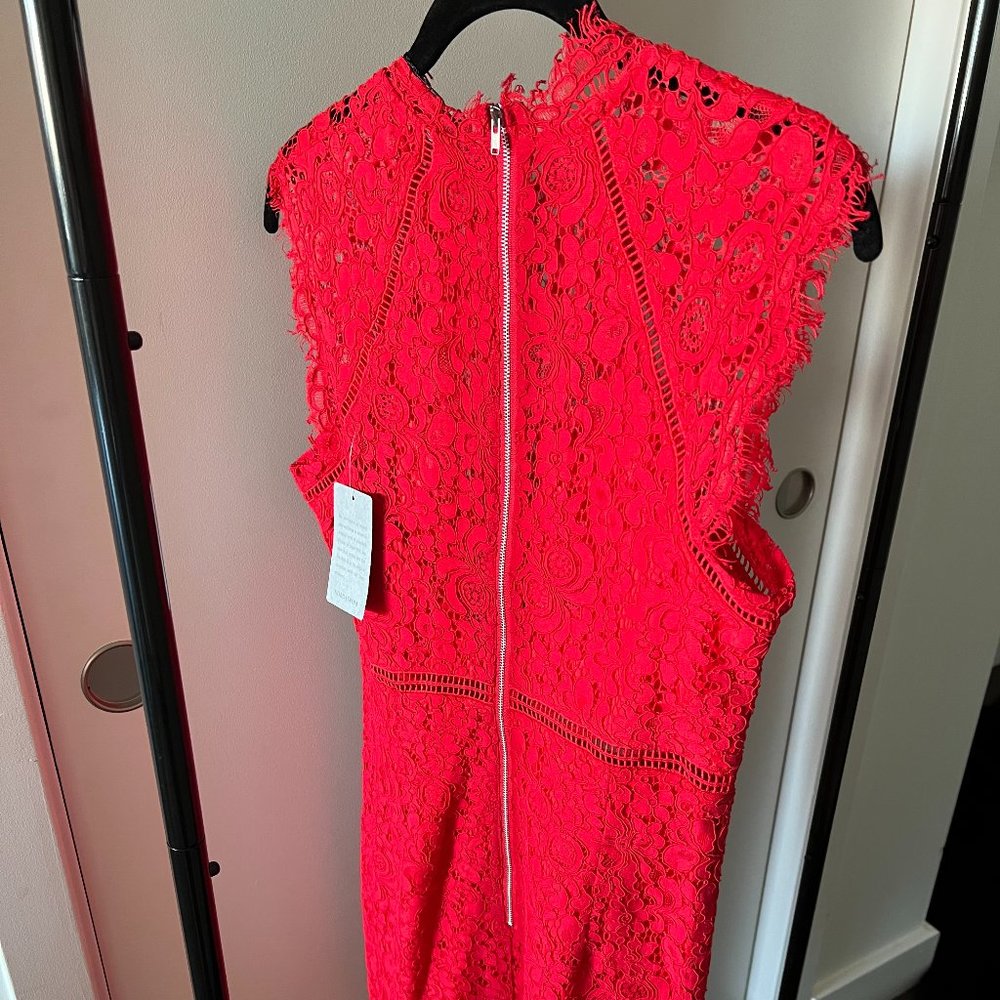 Bardot Red Lace Panel Dress
